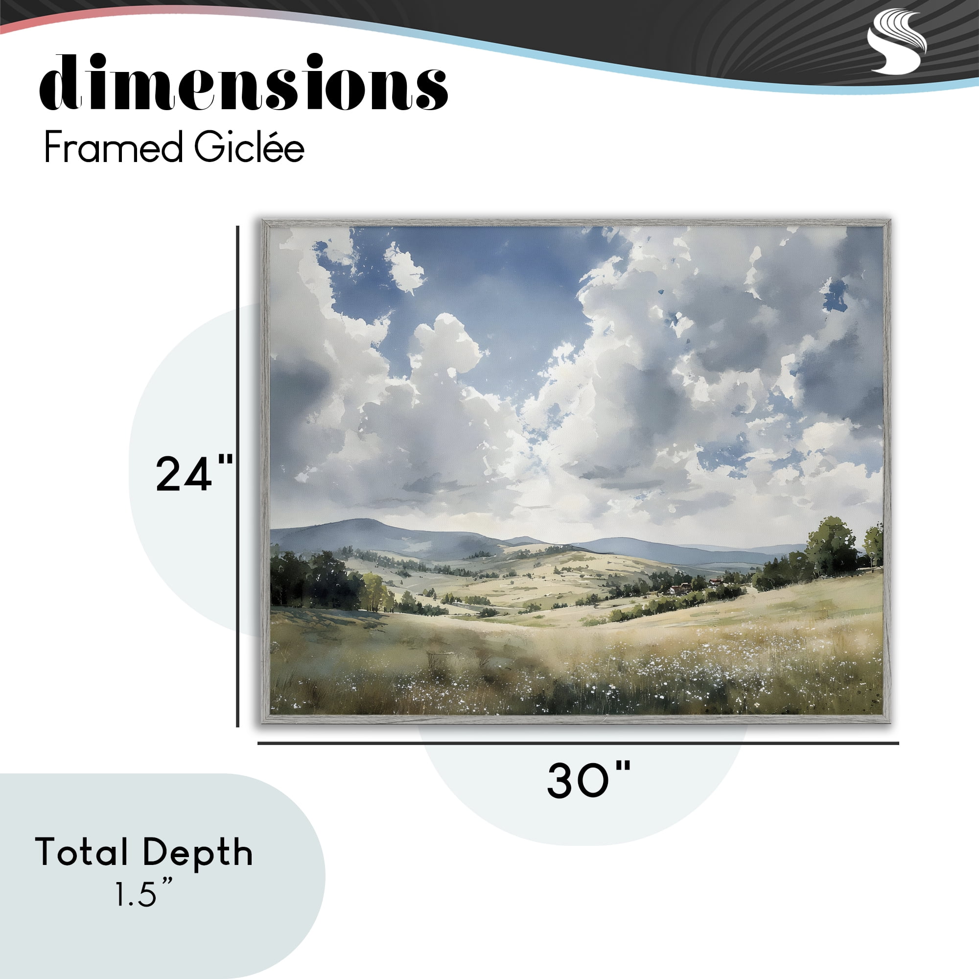 Stupell Industries Cloudy Hills Meadow Gray Framed Giclee Art, design by Franklyn Gregory