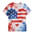 thumbnail image 6 of BRGZLK 4th of July Shirts for Girls Cute Trendy Short Sleeeve Round Neck Patriotic Shirt Cute Heart Tie-Dye Print Comfy Loose Breathable Tee Tops Beige 13-14 Years, 6 of 6