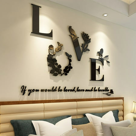 Romantic 3D Acrylic Love Letter Wall Sticker DIY Wall Art Decal for Wedding  Room TV Background Decor | Walmart Canada