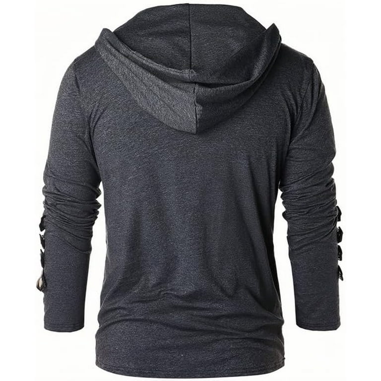 Men s Knight Drawstring Lace Up Pullover Hoodie Steampunk Long Sleeve Hooded Sweatshirt Walmart