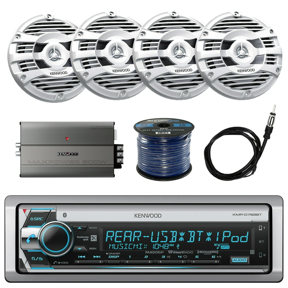 21' 29' Pontoon Boat Kenwood Marine CD Receiver w/ Bluetooth, 4x Kenwood 6.5" 2 Way Speaker