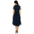 thumbnail image 6 of Bimba Womens Navy Net Shift Dress With Pockets Sheer Pouf Chic Midi Dresses, 6 of 7