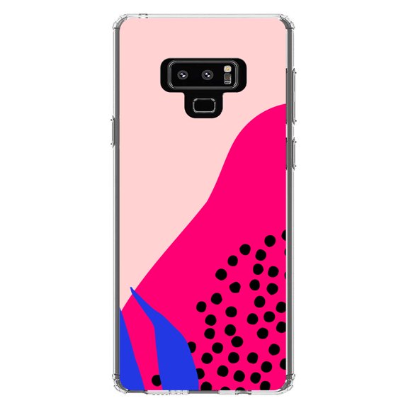 DistinctInk Clear Shockproof Hybrid Case for Samsung Galaxy Note 9 - TPU Bumper, Acrylic Back, Tempered Glass Screen Protector - Summer Vibes Bold Flower Pink Blue Yellow