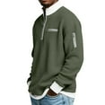 thumbnail image 5 of Nokdvo 1/4 Zip Shirts for Mens Waffle Long Sleeve Pullovers with Pockets Stand Collar Shirt Textured Slim Fit Fashion Winter Classic Comfort Clothing,Deep Green S, 5 of 7