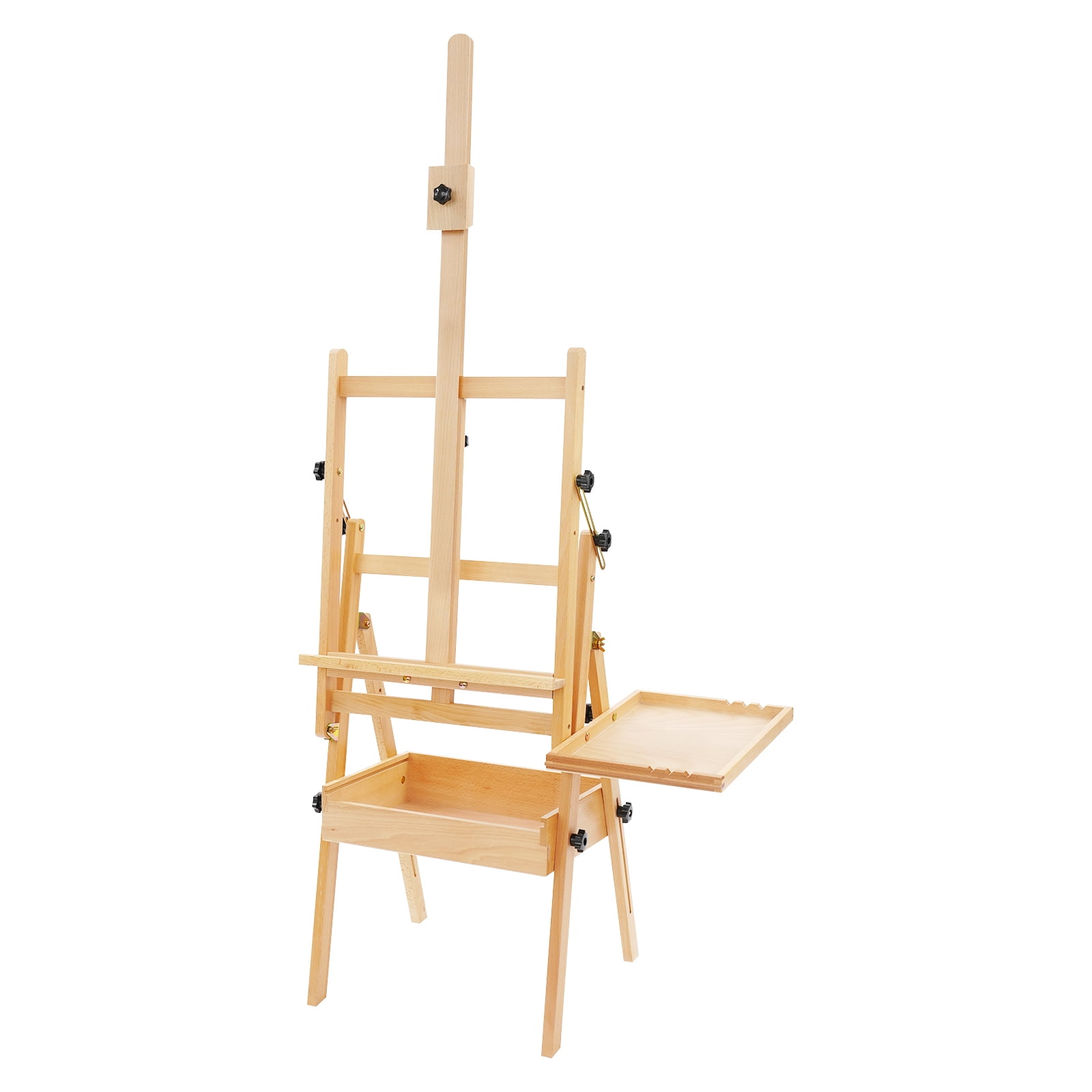 Foldable Beech Wood Easel Stand with Storage, Adjustable Height 59-72.4 inch Painting Holder for Canvas, Wood Color Art Studio Easel for Adults & Students