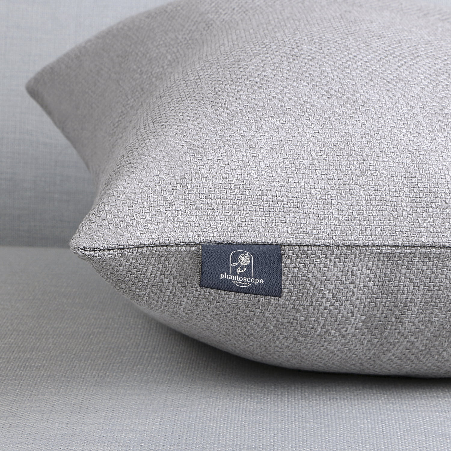 Phantoscope Farmhouse Triple Button Linen Decorative Throw Pillow, Light Gray, 18" x 18", 1 Pack