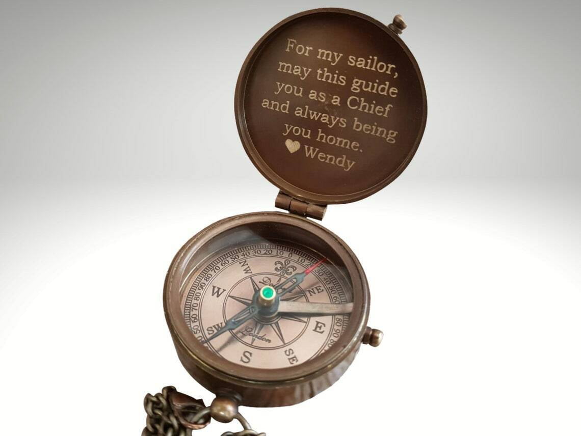 Engraved Brass Compass, Personalized Gift Compass Birthday Gift Anniversary Gift