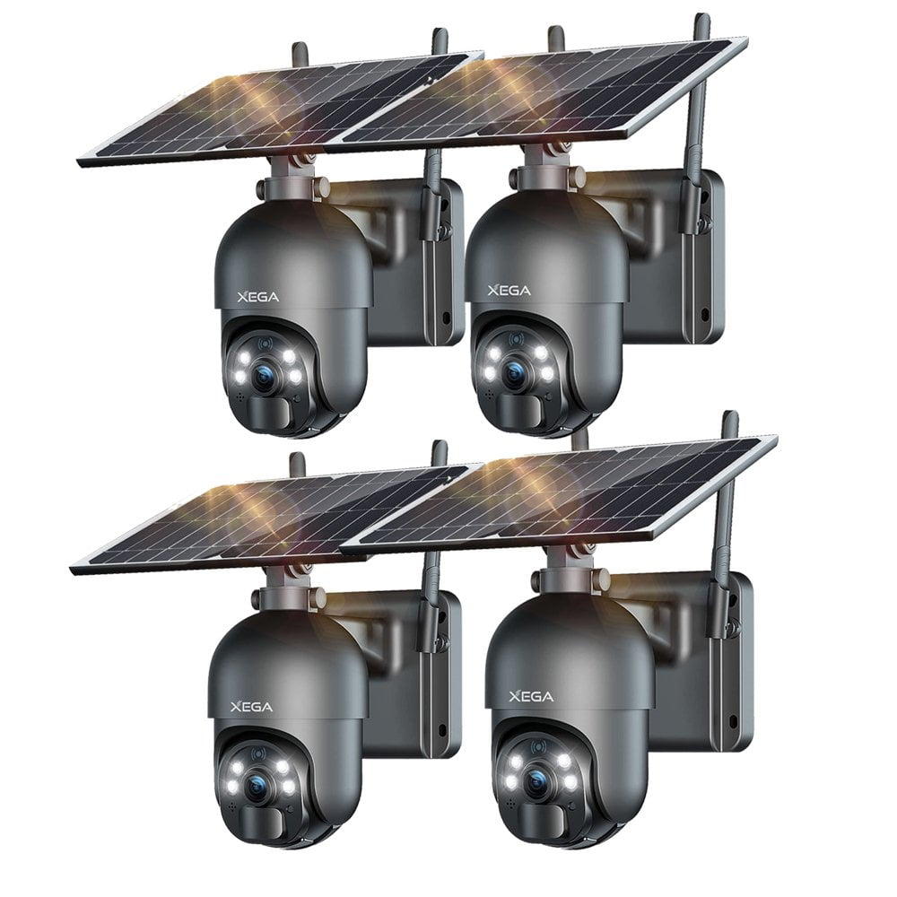 Xega 3G/4G LTE Cellular Security Camera Wireless Outdoor, 4pcs Solar