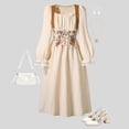 thumbnail image 2 of DXOUPM Dresses for Girls Spring and Summer Fashionable Splicing Waist Long Sleeved Dress, 2 of 3