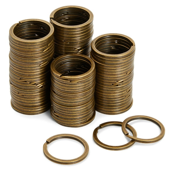 100 Count Brass Key Chain Rings Heavy Duty for Crafts, Home, Car Keys, DIY Projects (1.2 In)