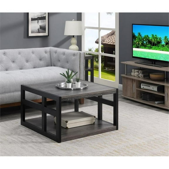 Pemberly Row Square Coffee Table in Gray Wood Finish