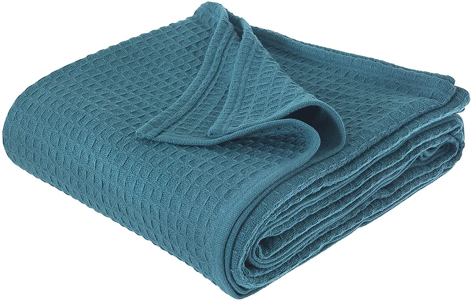 JMR Cozy Waffle Weave Blanket Cotton Medium Weight Hotel Throw Blankets