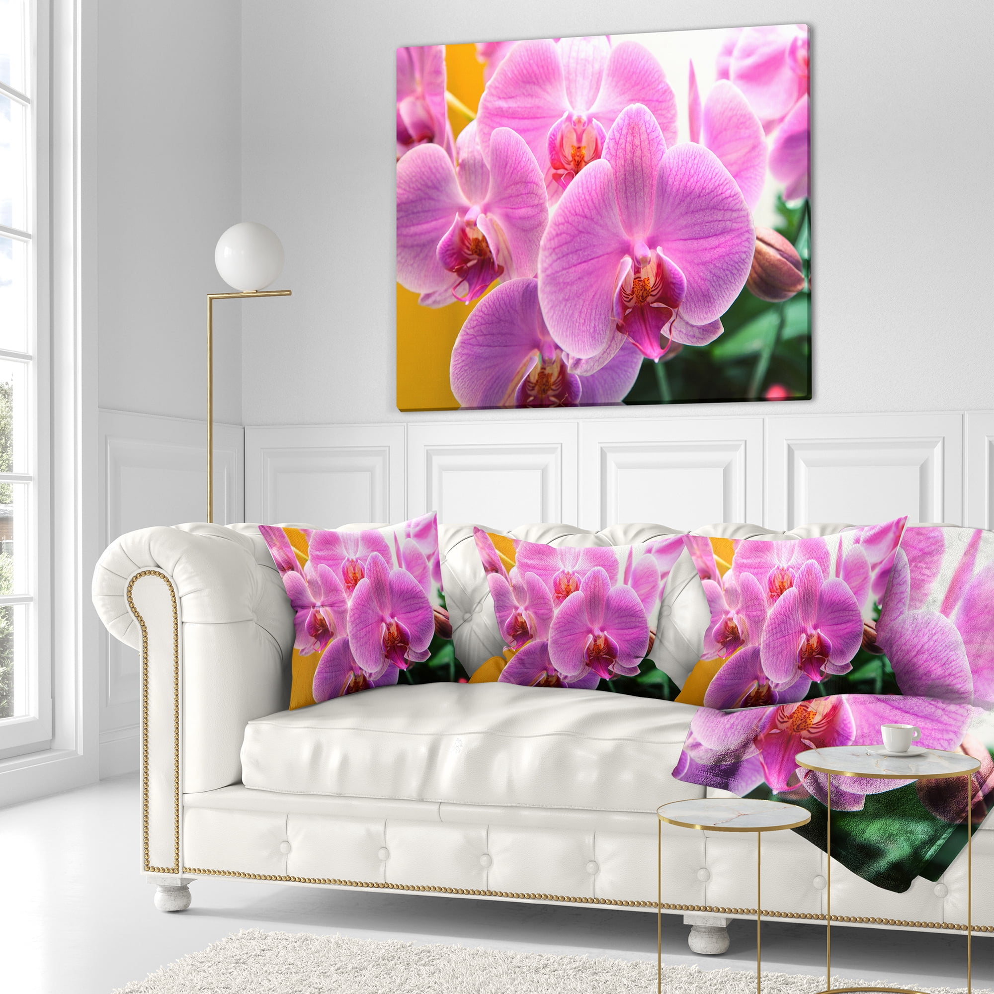 Designart Beautiful Purple Orchid Flowers - Flower Throw Pillow - 18x18