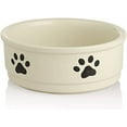 thumbnail image 1 of SWEEJAR Ceramic Dog Bowls with Paw Pattern, Dog Food Dish for Small Dogs, Porcelain Pet Bowl for Water,15 oz Beige, 1 of 6