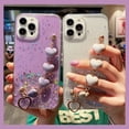 thumbnail image 2 of Funda De Purpurina Compatible Con iPhone 14 Pro Max SE 13 12 11 plush love chain Silicona Bling Glitter, 2 of 3