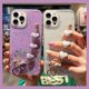 thumbnail image 2 of Funda De Purpurina Compatible Con iPhone 14 Pro Max SE 13 12 11 plush love chain Silicona Bling Glitter, 2 of 4