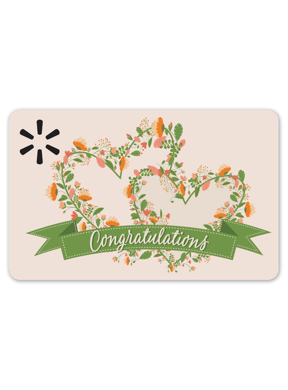 Flower Hearts & Congrats Banner Walmart Gift Card