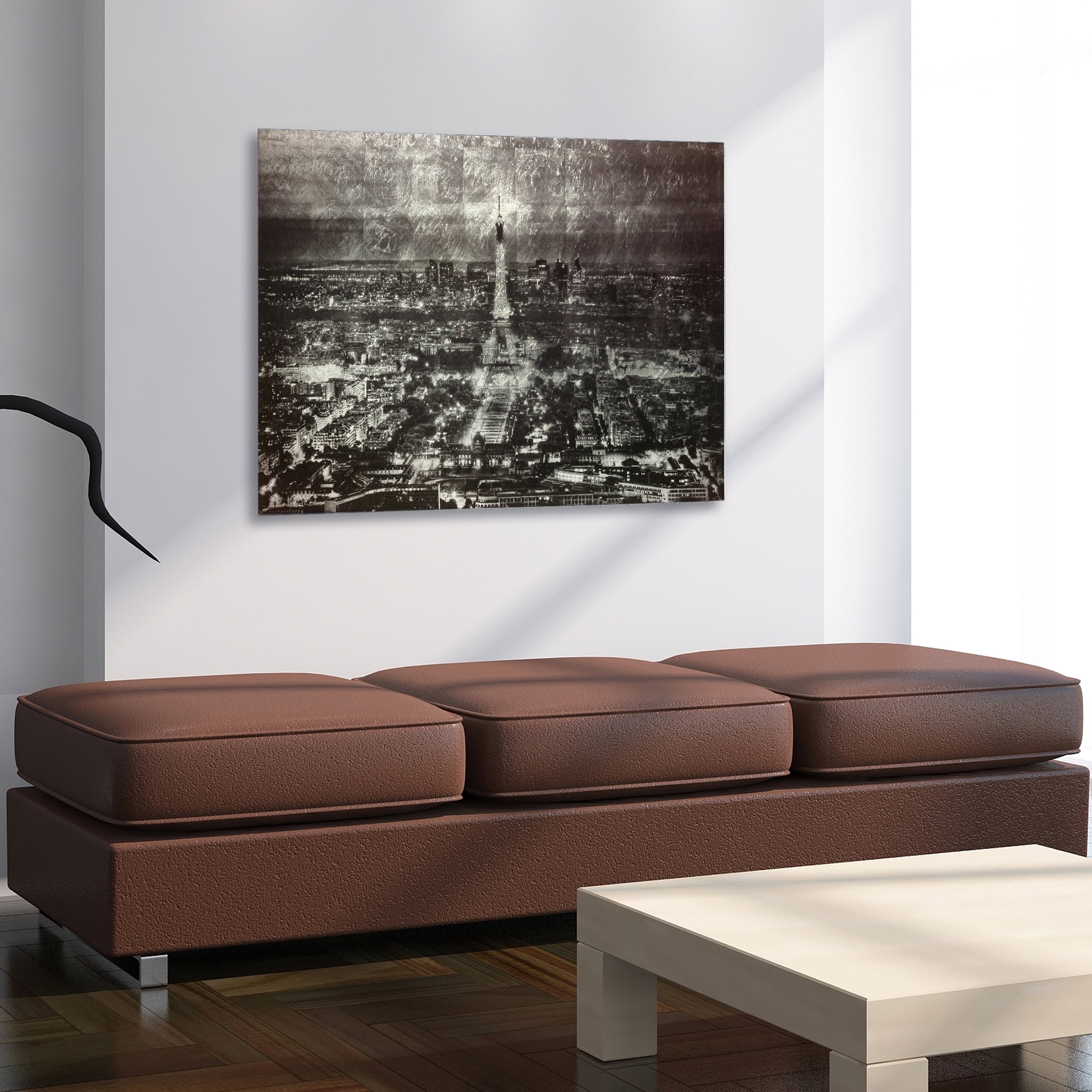 Empire Art Direct Paris at Night Reverse Printed Tempered Glass with Silver Leaf Wall Art, 32" x 48" x 0.2", Ready to Hang