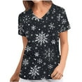thumbnail image 2 of Pntutb Navidad Moda Mujer Cuello en V Casual Manga corta Impreso Bolsillos Señoras tops Blusa Pntutb Pntutb-5072, 2 of 6