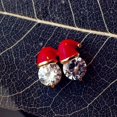 thumbnail image 4 of DELYSIA KING Pendientes elegantes de cristal de aleación con forma de sombrero de Papá Noel navideño, 4 of 4