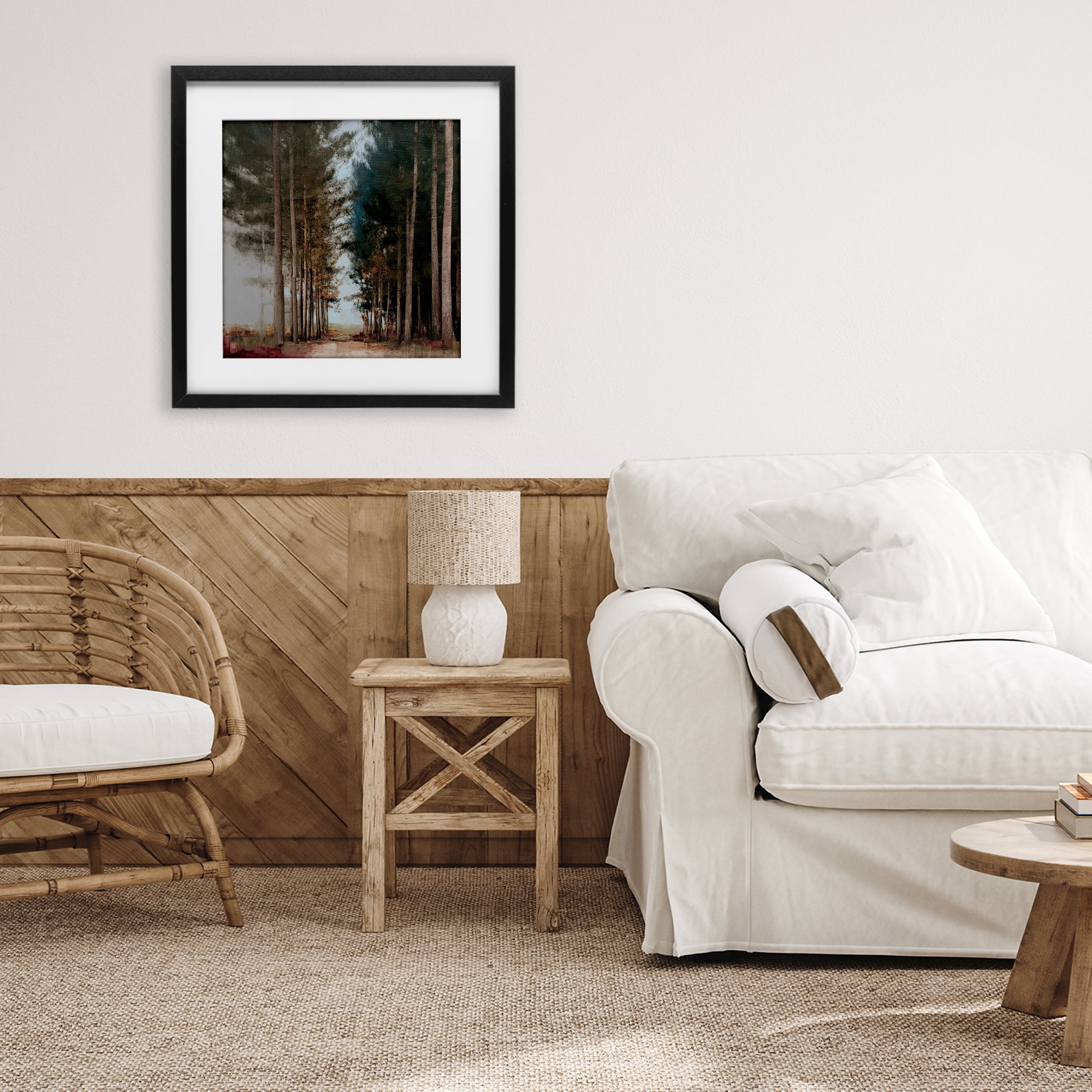 Stupell Industries Tall Trees Pathway Black Framed Print Under Glass, design by Kim Curinga
