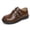 Brown, variant on Rexoro Girls School Loafers Premium PU Leather Double Buckle Wedding Flats Dress