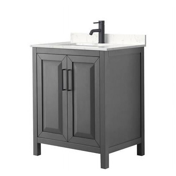 30 in. Daria Dark Gray Single Bathroom Vanity with ight-Vein Carrara Cultured Marble Countertop, Undermount Square Sink & Matte Black Trim