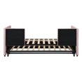 thumbnail image 5 of Twin Size Upholstered Daybed with Pop Up Trundle, Velvet Fabric Daybed Converts to Irregular King, No Box Spring Needed for Guest Room Living Room, Pink, 5 of 8