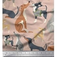 thumbnail image 1 of Soimoi Pink Poly Georgette Fabric Cute Dog Print Sewing Fabric Yard 42 Inch Wide, 1 of 3