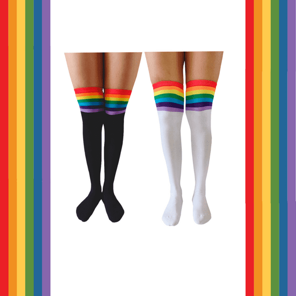 Calcetas extra largas Mauya Orgullo LGBT Arcoiris Pride Negro 1 Par