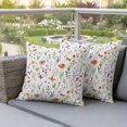 thumbnail image 4 of Wildflowers Pillow Covers 2 Pack Colorful Spring Floral Botanical Flower Plants Pillowcase Waterproof Outdoor Throw Pillow Cover for Patio Garden Square Cushion 24”x24”, 4 of 9