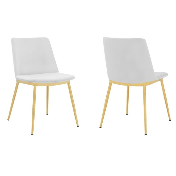 Modern Velvet Dining Chairs - Set of 2, Gold Metal Legs, Contemporary Accent Chairs for KitchenDining Room