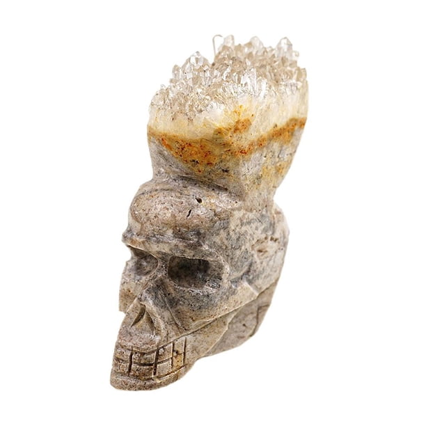 Ruifaya Escultura de arte fino con piedra preciosa tallada a mano con calavera de cristal, decoración elegante♯