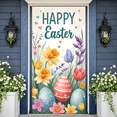thumbnail image 5 of Pink Truck Easter Welcome Banner Colorful Eggs Spring Display Green Leaves Black White Plaid Bow Truck Themed Banner for Easter Party Spring Gathering Home Decoration, 5 of 9