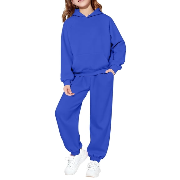 Kids Hoodie Sweatsuit Set Boys Girls ??aglan Sleeve Tracksui?? Pullover Hooded Sweatshirts and Jogger Pants Set Fall Athleisure
