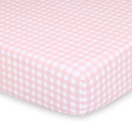 - Pink and White Check Cotton Fitted Baby Girl Crib Sheet - Farmhouse Collection by The Peanut Shell