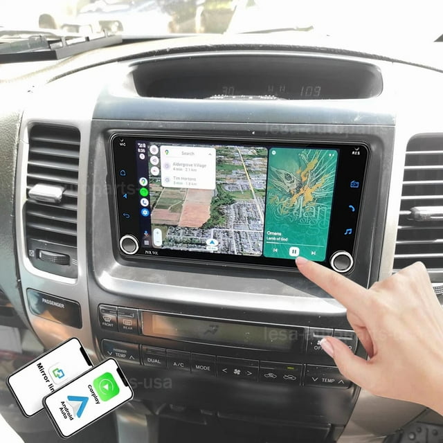 Stéréo de Voiture Android 15 de 7 Pouces pour Toyota Prado 1996-2009, Navigation GPS avec CarPlay et Android Auto, Prise en Charge Wi-Fi, Bluetooth, FM/RDS, SWC, Liaison Miroir et Écran Séparé 2 Go + 64 Go Radio de Voiture