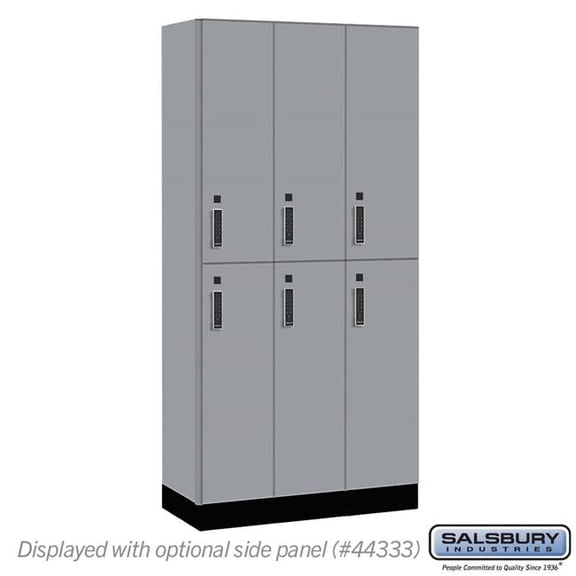 Salsbury Industries 42368WF-E 12 in. Wide Premier Wood Locker - Double Tier - 3 Wide - 6 ft. High - 18 in. Deep - Winter Fog - Electronic Locks