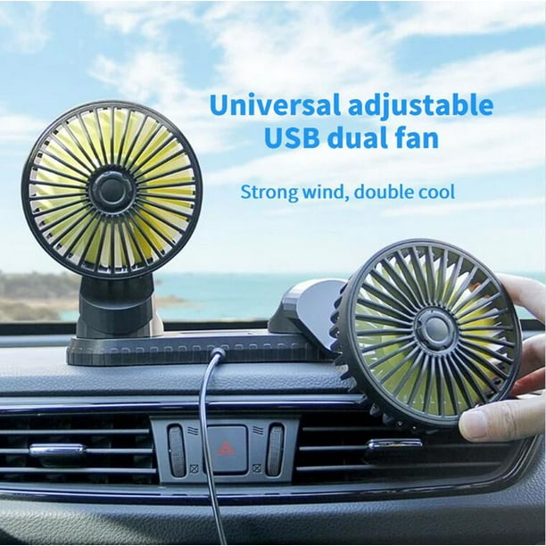 WREESH Car Universal Adjustable USB Dual Fan, Car Fan Summer Outdoor  Portable Fan 