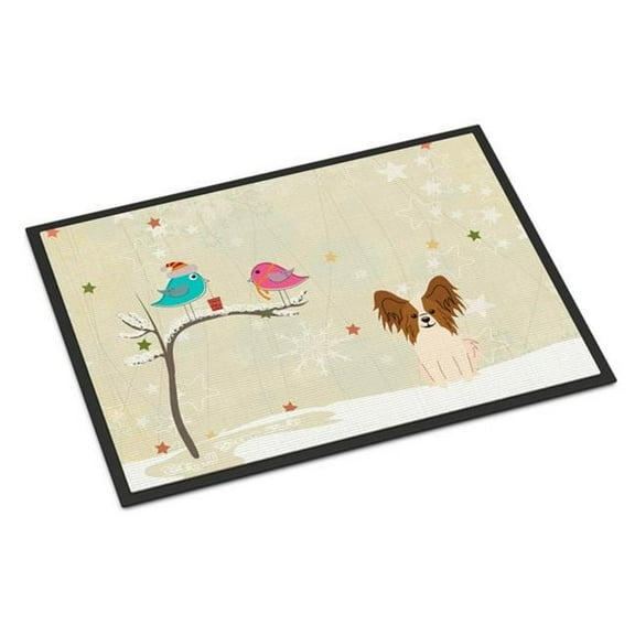 Carolines Treasures Christmas Presents between Friends Papillon Red White Door Mat Indoor Rug or Outdoor Welcome Mat