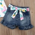 thumbnail image 4 of Aunavey Baby Girl Clothes Kids Ruffle Outfit Shirt Tops+Floral Belt Denim Shorts, 4 of 5