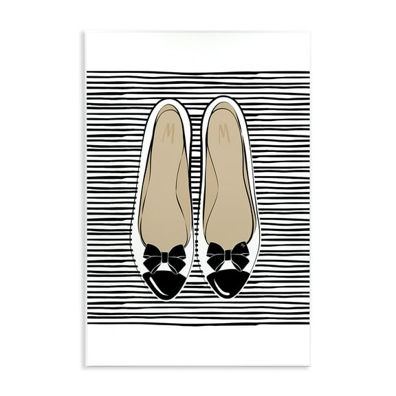 Stupell Industries Bow Flats on Stripes Beauty & Fashion Painting Unframed Art Print Wall Art, 10 x 15