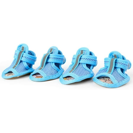 4PCS Dog Shoes, Mesh Breathable Dog Shoes Anti- Dog Sandals Pet Paw Protectors for Puppy, Width 4.5CM, Length 5.5CM (Insole Color Random Sandals Sandals Sandals Pink Sandals