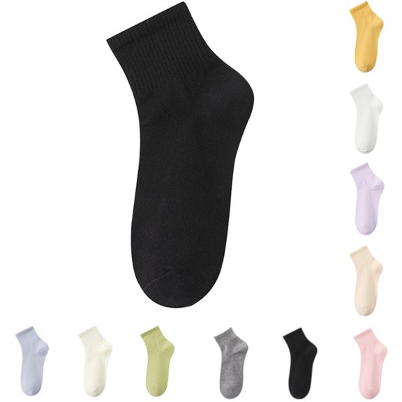 Womens Crew Ankle Socks Athletic Casual Cotton Socks for Women,Black