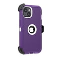 thumbnail image 6 of Hotpom for iPhone 13/ iPhone 14 phone Case Heavy Duty Shockproof Dust/ Drop Proof Full Body Protection Anti-Fingerprint with Black Belt Clip for Men/Women, Purple/ White, 6 of 6