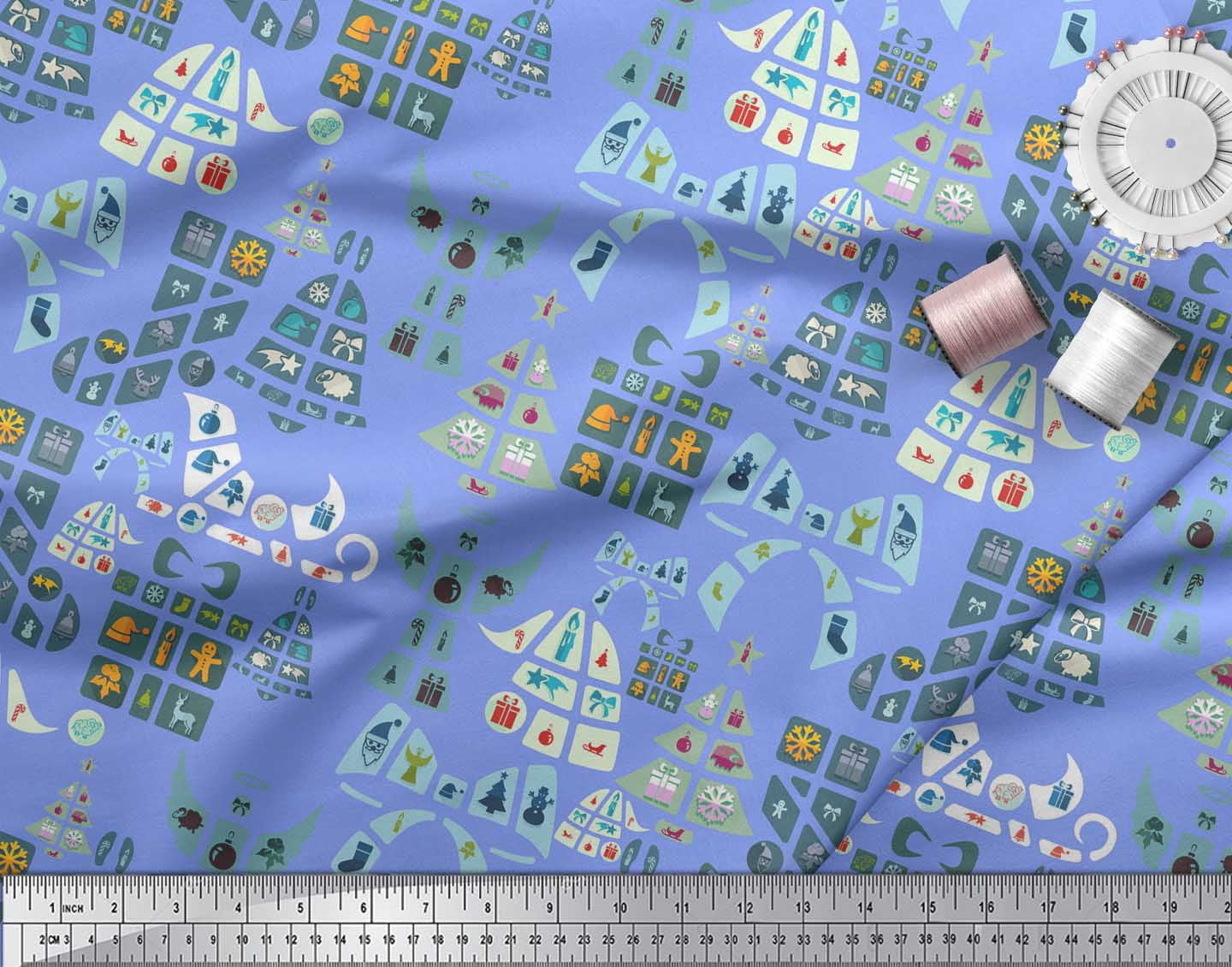 Soimoi Cotton Voile Fabric Christmas Theme Party Decor Fabric Printed Yard 42 Inch Wide