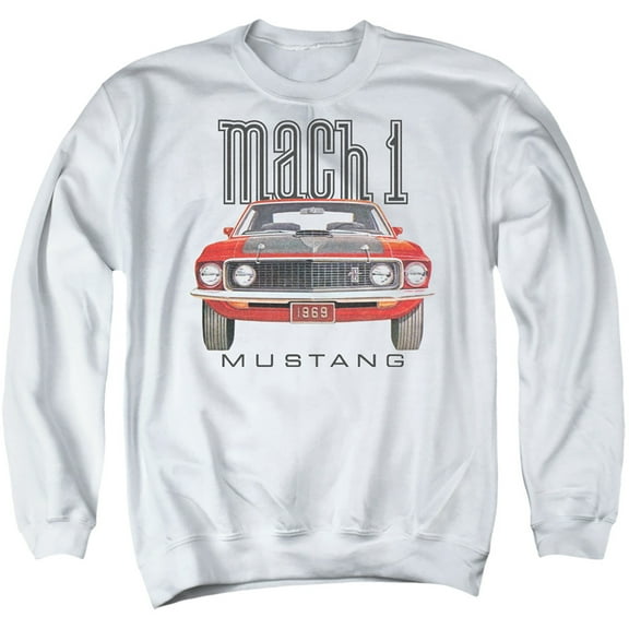 Ford Mustang 69 Mach 1 Adult Crewneck Sweatshirt White