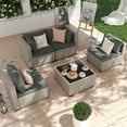 thumbnail image 4 of Amopatio 5 Pieces Patio Conversation Set, Outdoor Sectional PE Rattan Wicker Furniture Seat,GRAY, 4 of 7