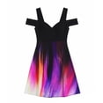 thumbnail image 4 of DHFJKG Summer Dresses For Women Casual Printed Mini Dress V Neck Off The Shoulder Short Sleeve Flowy A-Line Sundress Versatile Dresses, 4 of 4