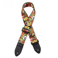 thumbnail image 4 of Correa de guitarra con estampado de poliéster Correa de guitarra folk colorida Correa de guitarra eléctrica Cabeza de cuero de vaca real, 4 of 5